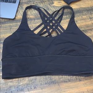 black Lululemon long lined sports bra
